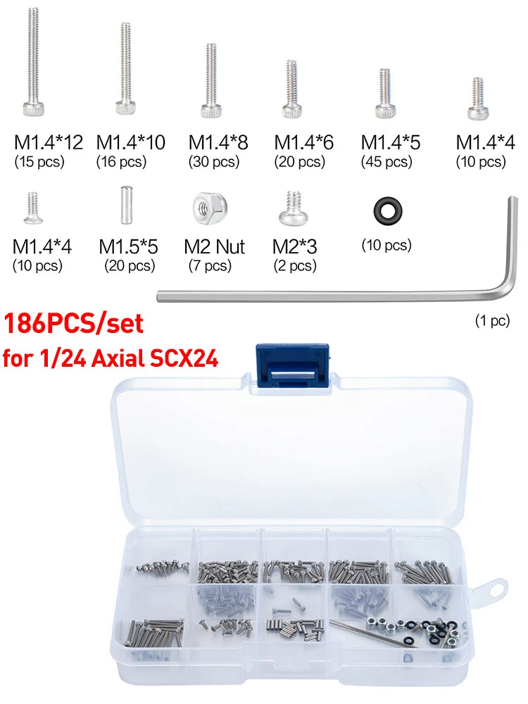 AXSPEED RC Car Repair Tools Screws Box Set for 1/8 1/10 1/18 1/24 Axial SCX10 SCX24 TRX4M TRX4 TRX6 D90 HSP Tamiya Redcat Ascent