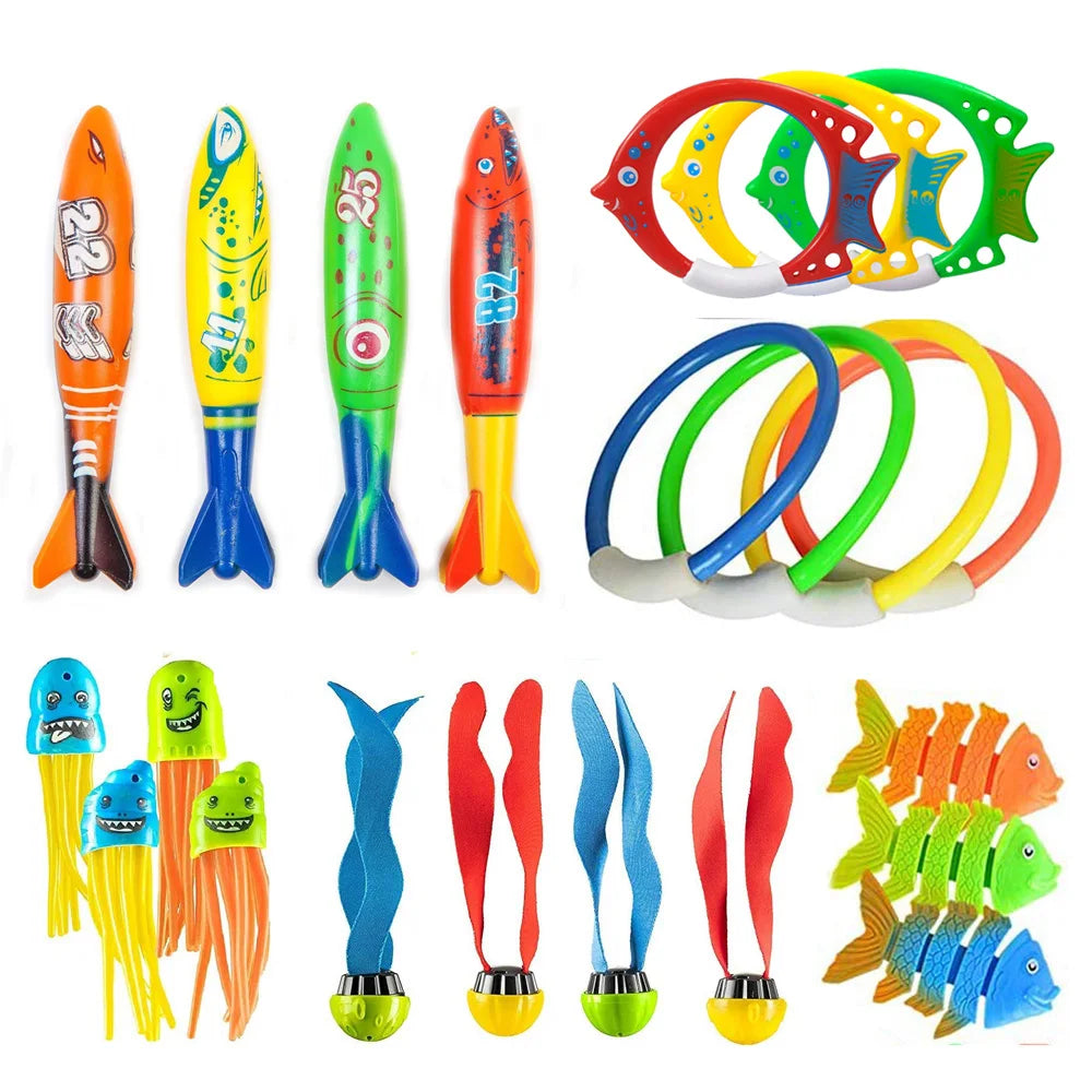 Summer Diving Toys Torpedos Octopus Diving Fish Ring Swimming Pool Water Games Training Gift Set Toys For kids