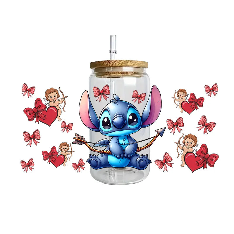 Disney Stitch Series Easy peel waterproof DIY Decals 3D transfers uvdtf crystal stickers 16oz uv dtf tumbler cup wraps sticker