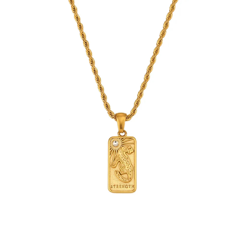 Gold Color Necklace for Women Zircon Christmas Jewelry Colorful Geometric Meaningful Sun Lover Stainless Steel Tarot Necklaces