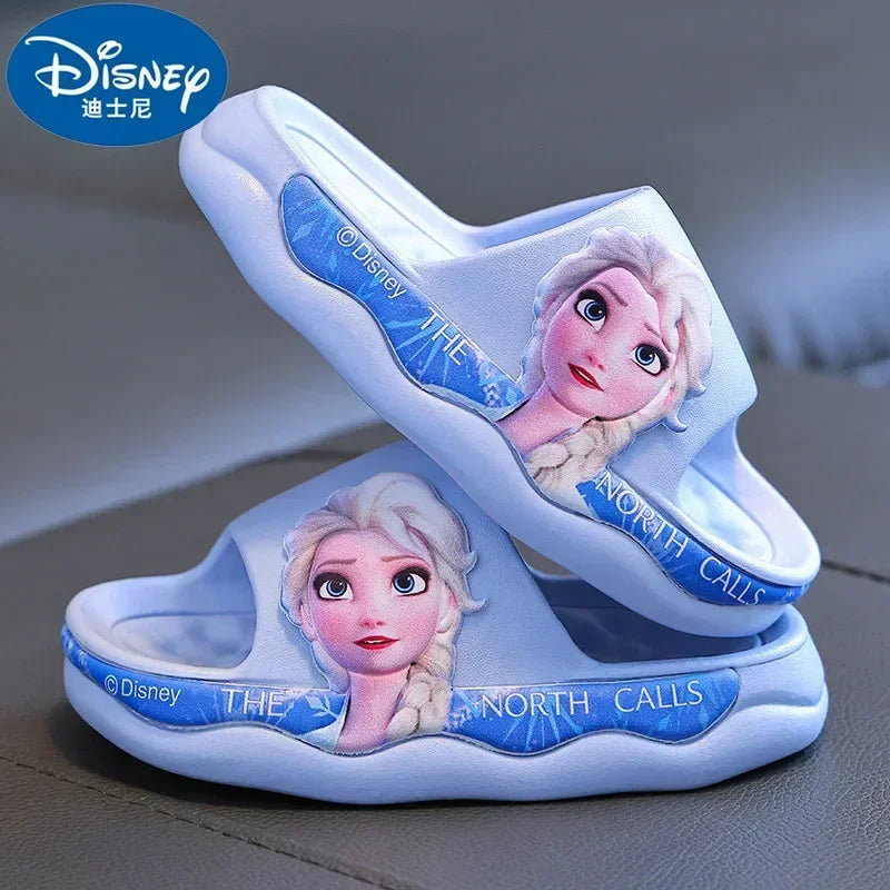 Disney Frozen Elsa Summer Girl Princess Girl Beach Sandals girl Indoor Non-slip Soft Bottom Bath Cartoon Children's Slippers