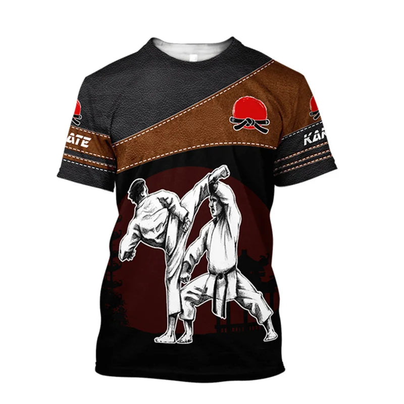 3D Karate Print T Shirt Martial Art Wushu Graphic T-shirts For Men Kid Fashion Streetwear Short Sleeves Sports Gym Clothing Tops