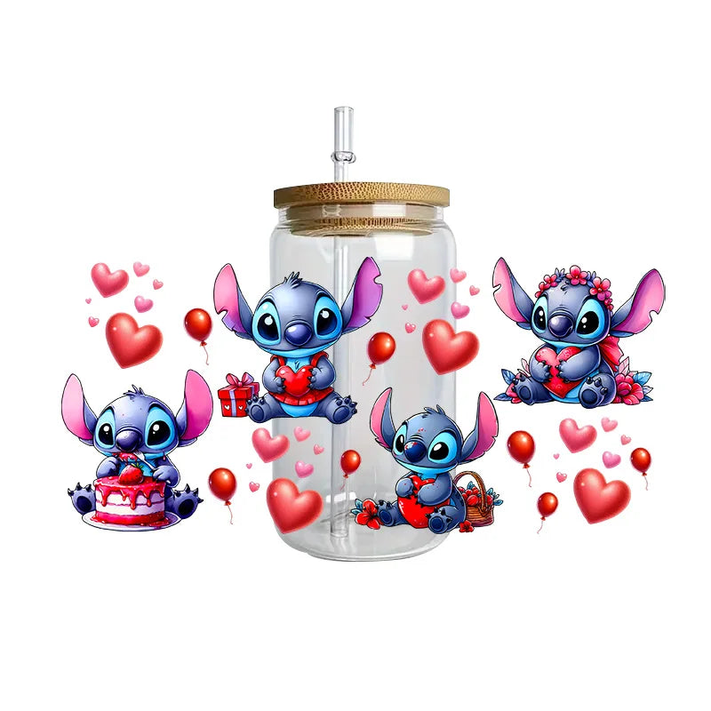 Disney Stitch Series Easy peel waterproof DIY Decals 3D transfers uvdtf crystal stickers 16oz uv dtf tumbler cup wraps sticker