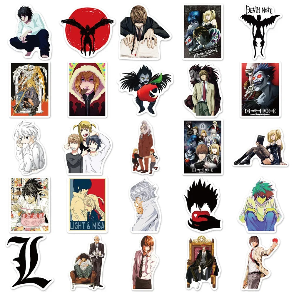 50Pcs DEATH NOTE Japanese Anime Stickers For Laptop Luggage Motorcycle Phone Skateboard Toys Car Diary Helmet