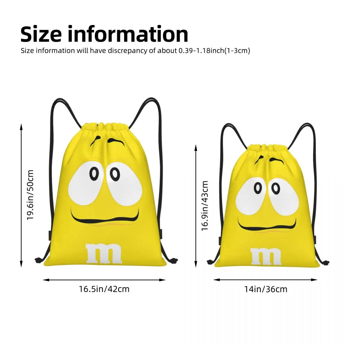 Candy M&M's Chocolate Meme Drawstring Backpack Sports Gym Sackpack String Bags for Hiking