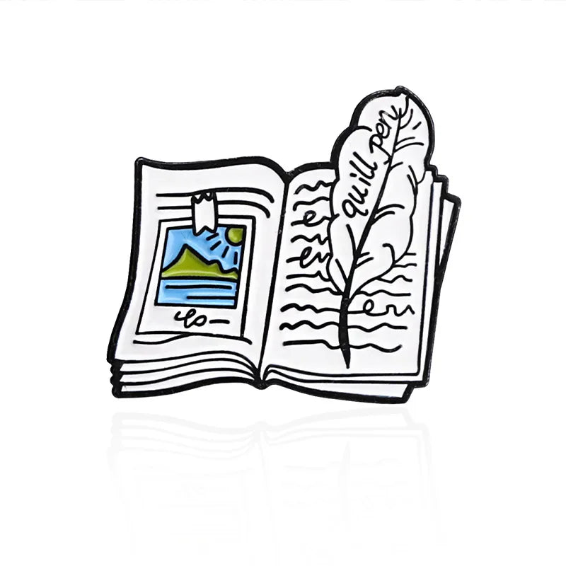 Brooches Bag Clothes Lapel Pin Animal Reading Badge Puppy Jewelry Gift for Kids Friend I Love Books Enamel Pin Custom Dog Cat