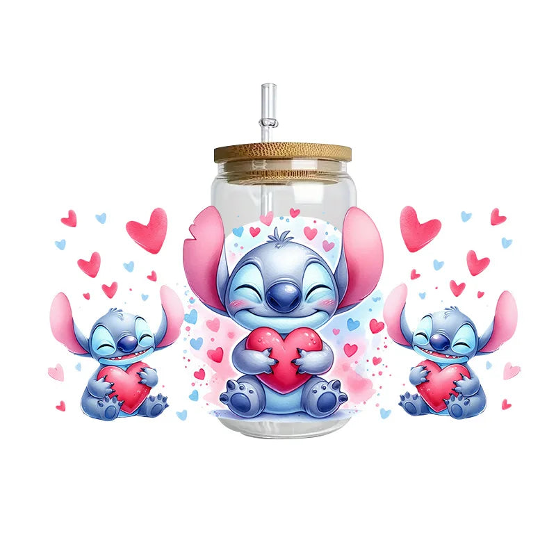 Disney Stitch Series Easy peel waterproof DIY Decals 3D transfers uvdtf crystal stickers 16oz uv dtf tumbler cup wraps sticker