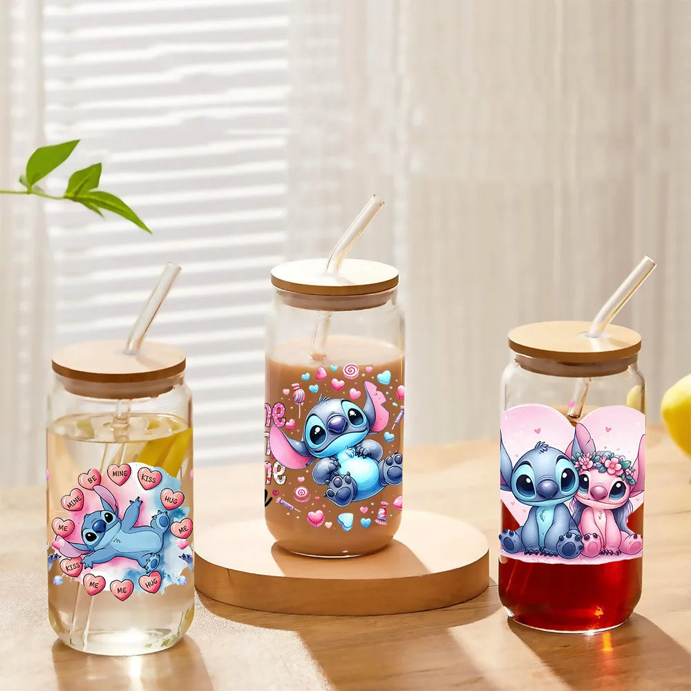 Disney Stitch Series Easy peel waterproof DIY Decals 3D transfers uvdtf crystal stickers 16oz uv dtf tumbler cup wraps sticker