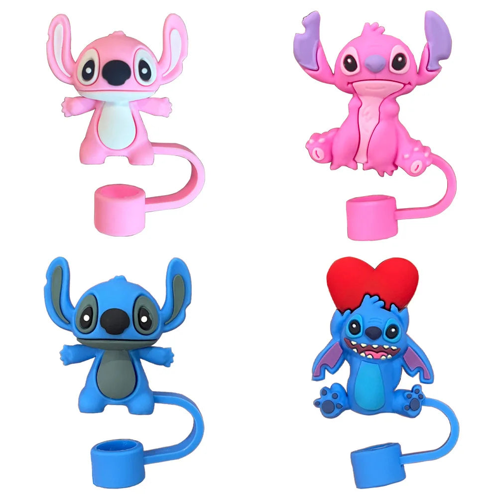 4Pcs Stitch10Mm Straw Covers Cap Compatible with Stanley 30&40 Oz Tumbler,cute Stitch Straw Toppers,reusable Dust-Proof Straw