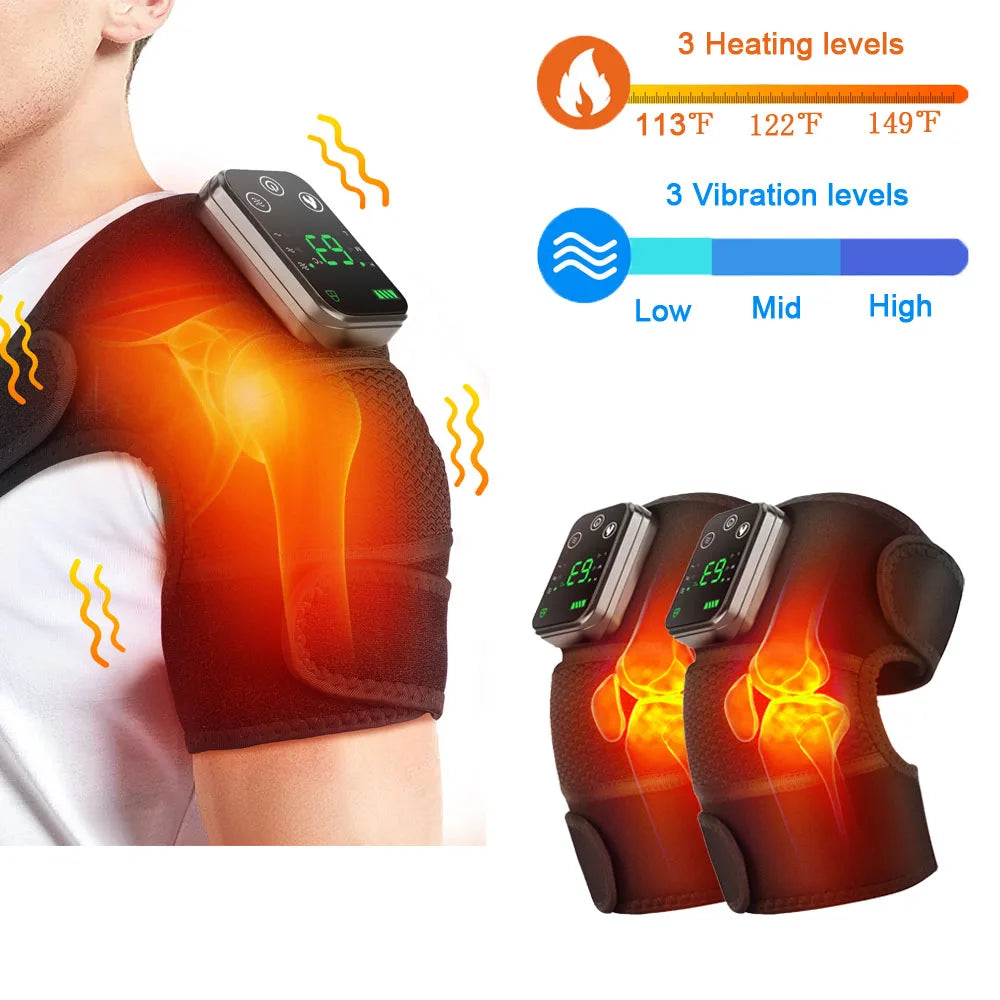 3 in 1 Cordless Thermal Knee Pad Knee Shoulder Massager Vibration Leg Arm Joint Brace Muscle Relax Joint Brace Muscle Relaxation