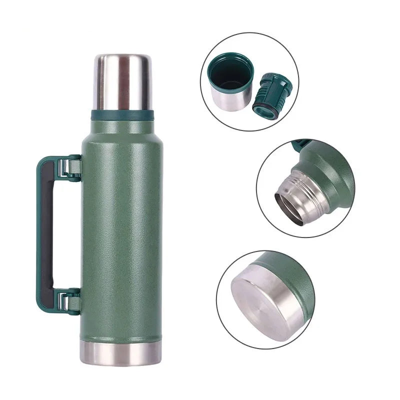 Large Capacity Stainless Steel Thermos Portable Vacuum Flask Insulated Tumbler With Handle Keep Cold Water Bottle Outdoors1/1.4L