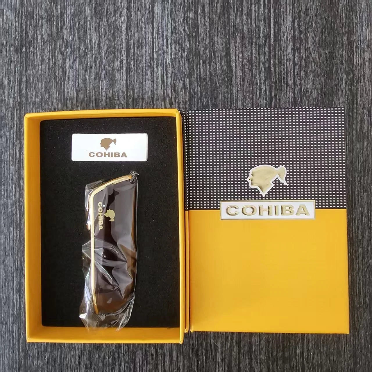 COHIBA Cigar Lighter with Three Straight Punch and Windproof Inflatable Lighter Portable Personalized Gift Lighter Small Tool