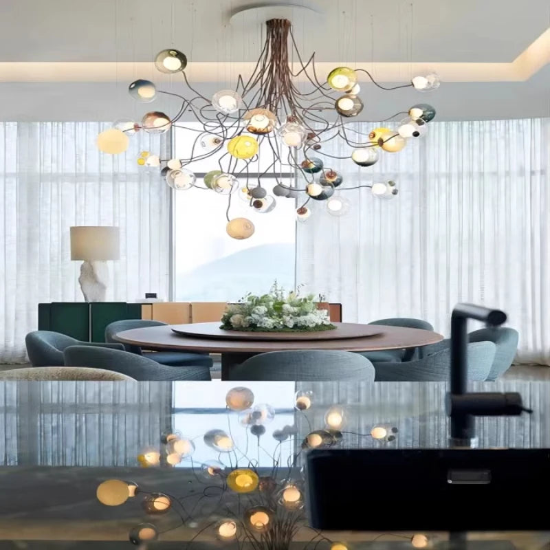Stained glass chandelier 28 designer living room dining room light villa duplex stairs