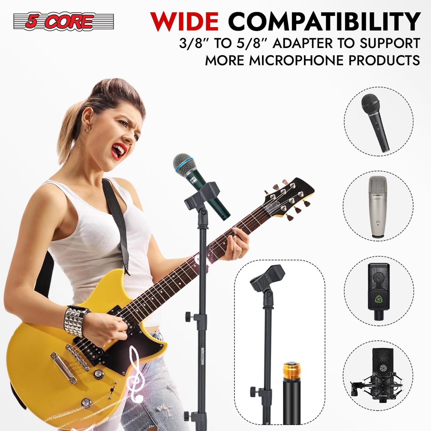 5Core Mic Stand Floor Adjustable Universal Heavy Duty Microphone Stands Round Base Soporte De micrófono-4