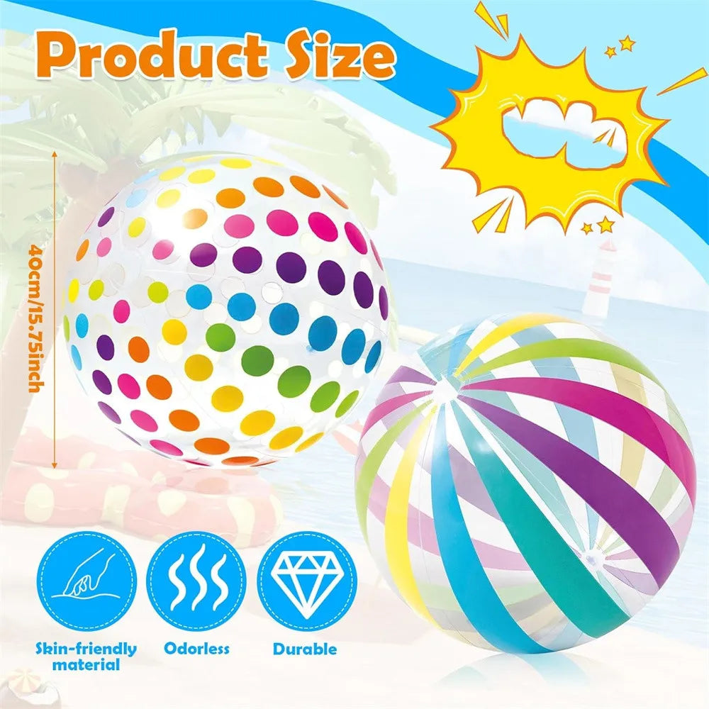 Inflatable Beach Ball 40CM Colorful Jumbo Pool Toys Balls Clear Swimming Pool Water Beach Toys Outdoor Summer Party Favors