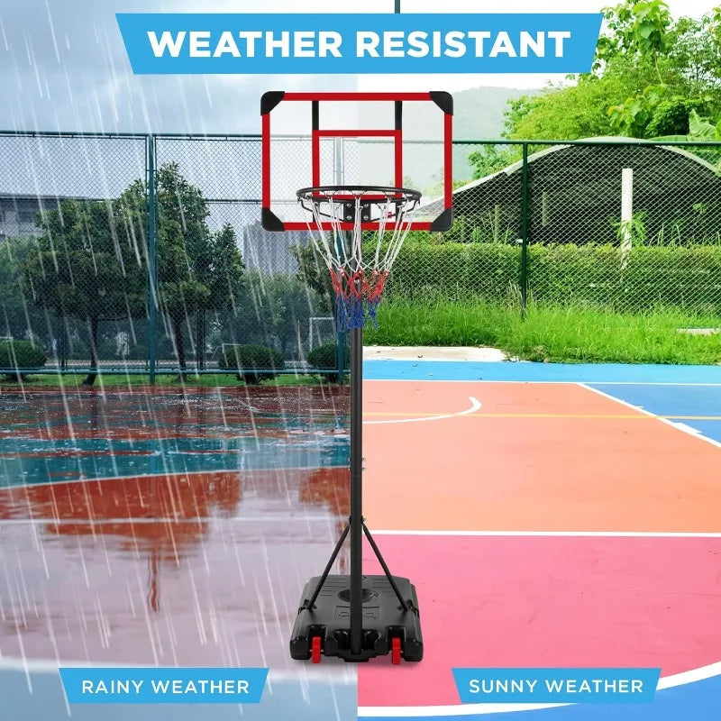 Best Choice Products Kids Height-Adjustable Basketball Hoop System, Portable Game w/Wheels, Fillable Base, 70.5in to 82.3in Heig