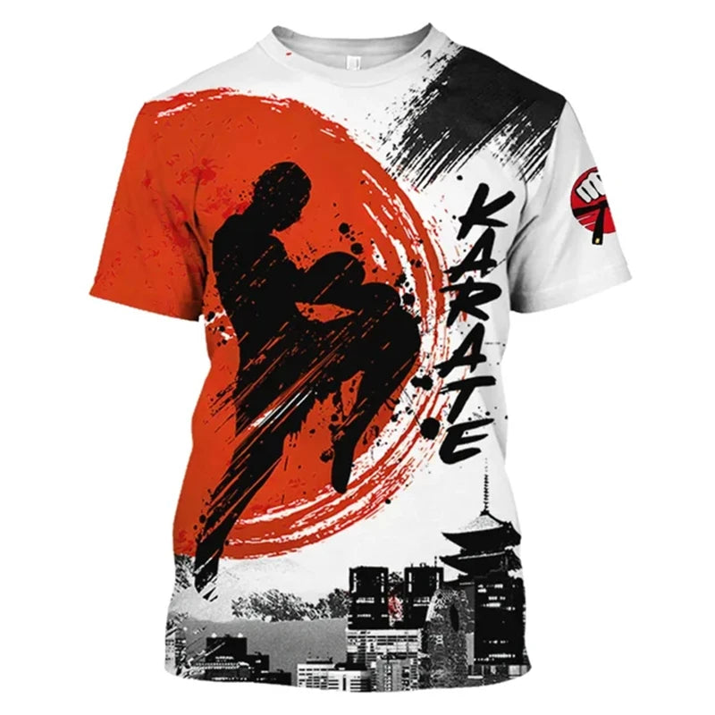 Japanese Karate 3d Printed T-shirt For Men Sports Breathable Comfortable Tee Shirt Short Sleeves Fashion Trend Hot Blood Tees