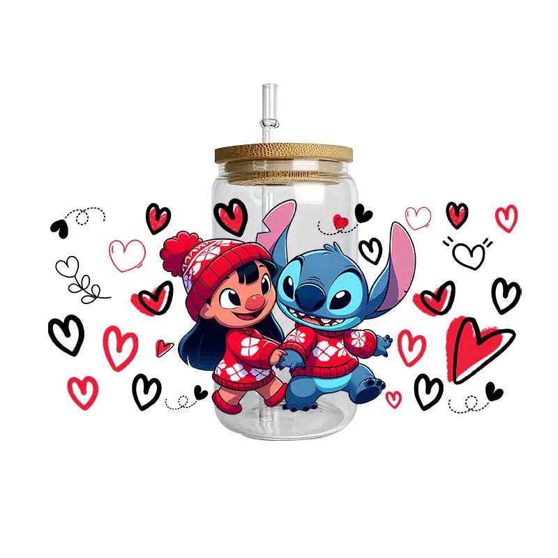 Disney Stitch Series Easy peel waterproof DIY Decals 3D transfers uvdtf crystal stickers 16oz uv dtf tumbler cup wraps sticker