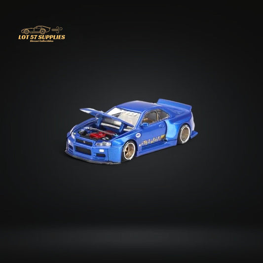 (Pre-Order) Mini GT x Kaido House Nissan Skyline GT-R R34 V2 SHINJUKU BLUE 1:64 KHMG158-1