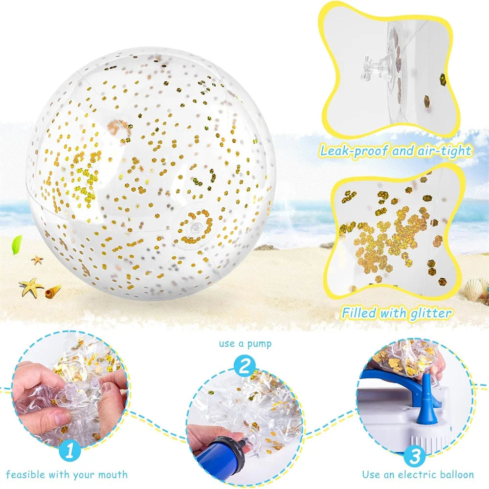 Inflatable Beach Ball 40CM Colorful Jumbo Pool Toys Balls Clear Swimming Pool Water Beach Toys Outdoor Summer Party Favors