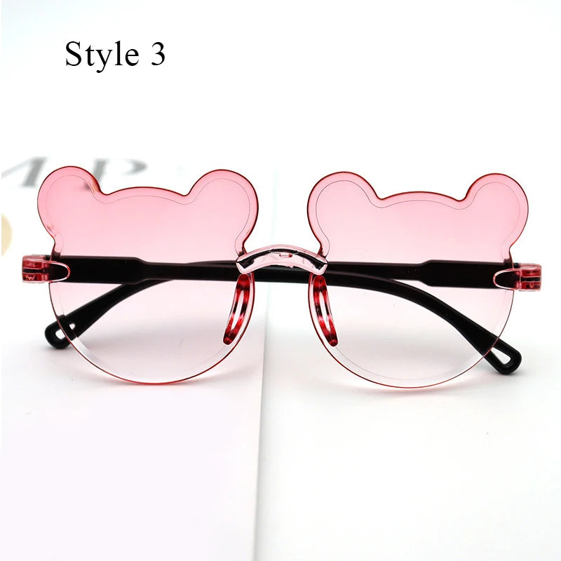 Hot Sale!Children Cute Cartoon Bear Shape Sunglasses Rimless UV400 Kids Sun Eyeglasses Outdoor Anti-Glare Girls Boys Sunglasses