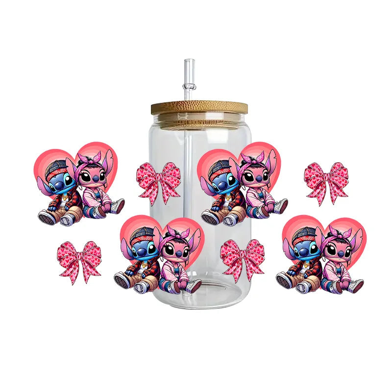 Disney Stitch Series Easy peel waterproof DIY Decals 3D transfers uvdtf crystal stickers 16oz uv dtf tumbler cup wraps sticker