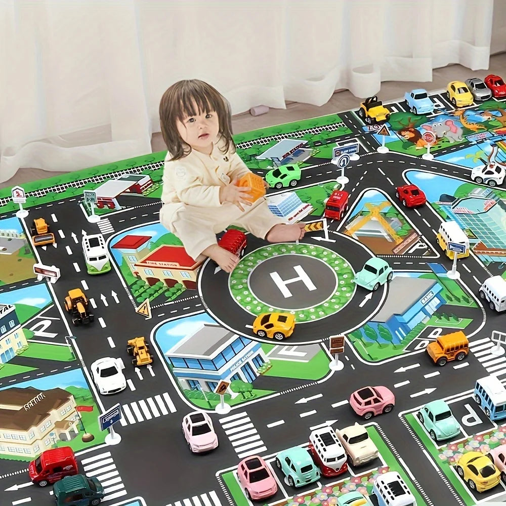 1pc, City Traffic Play Mat, Large Game Pad, Waterproof, Interactive Road Map For Kids Playing With Toy Cars, Educational Tool