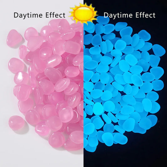 100PCSLuminous stone garden fish tank landscape glow-in-the-dark stone decoration artificial fluorescent color goose stone