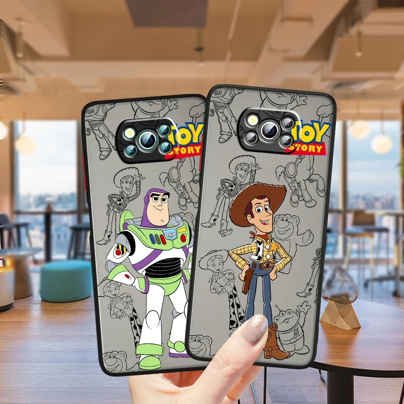 Toy Story Cartoon Fashion Cute Frosted Translucent For Xiaomi Mi Poco X5 X4 X3 M6 M5S M5 M4 M3 F5 F4 F3 GT Pro 5G Back