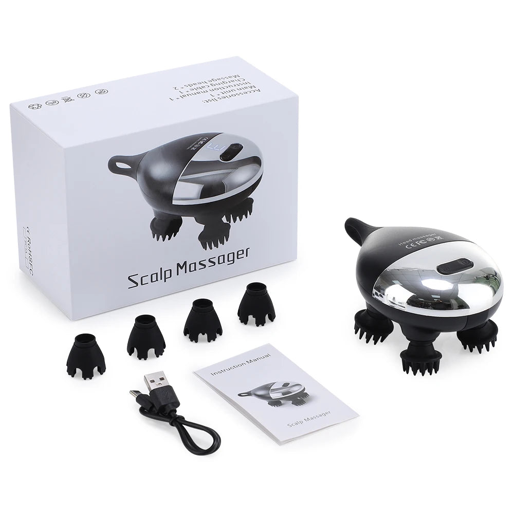 7 Modes Head Scalp Massager Red Light Promoting Hair Growth Kneading Vibration Soft Silicone Stress Relax Body Massage Hair Care