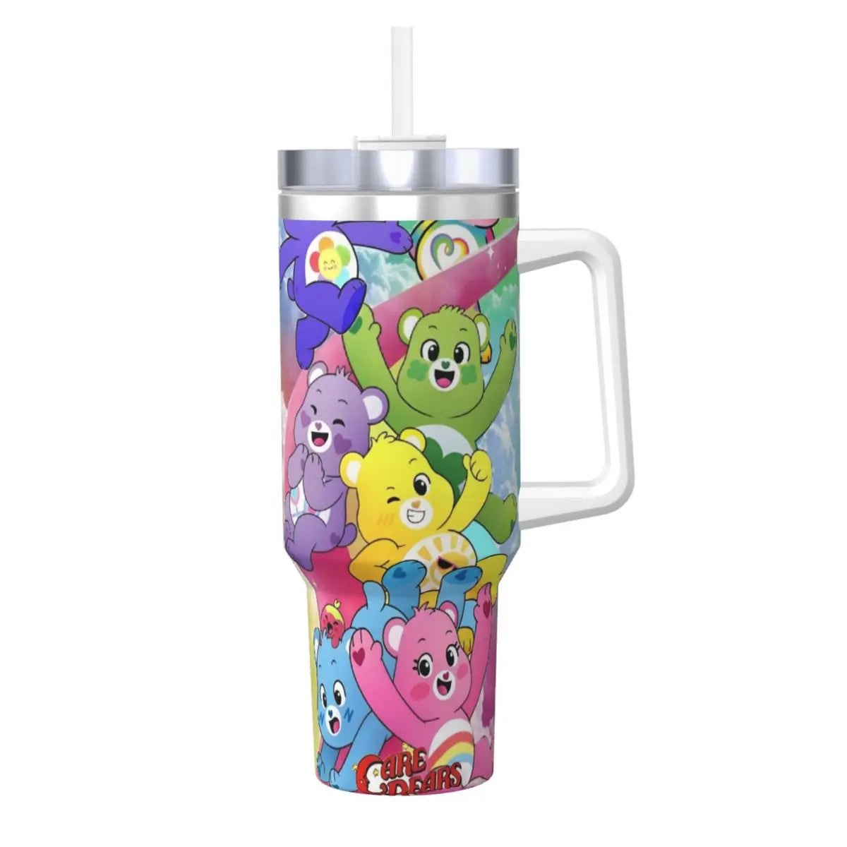 Care Bears Stainless Steel Tumbler Camping Thermal Cups With Straws and Lid Large Capacity Car Mugs Hot Drinks Water Bottle
