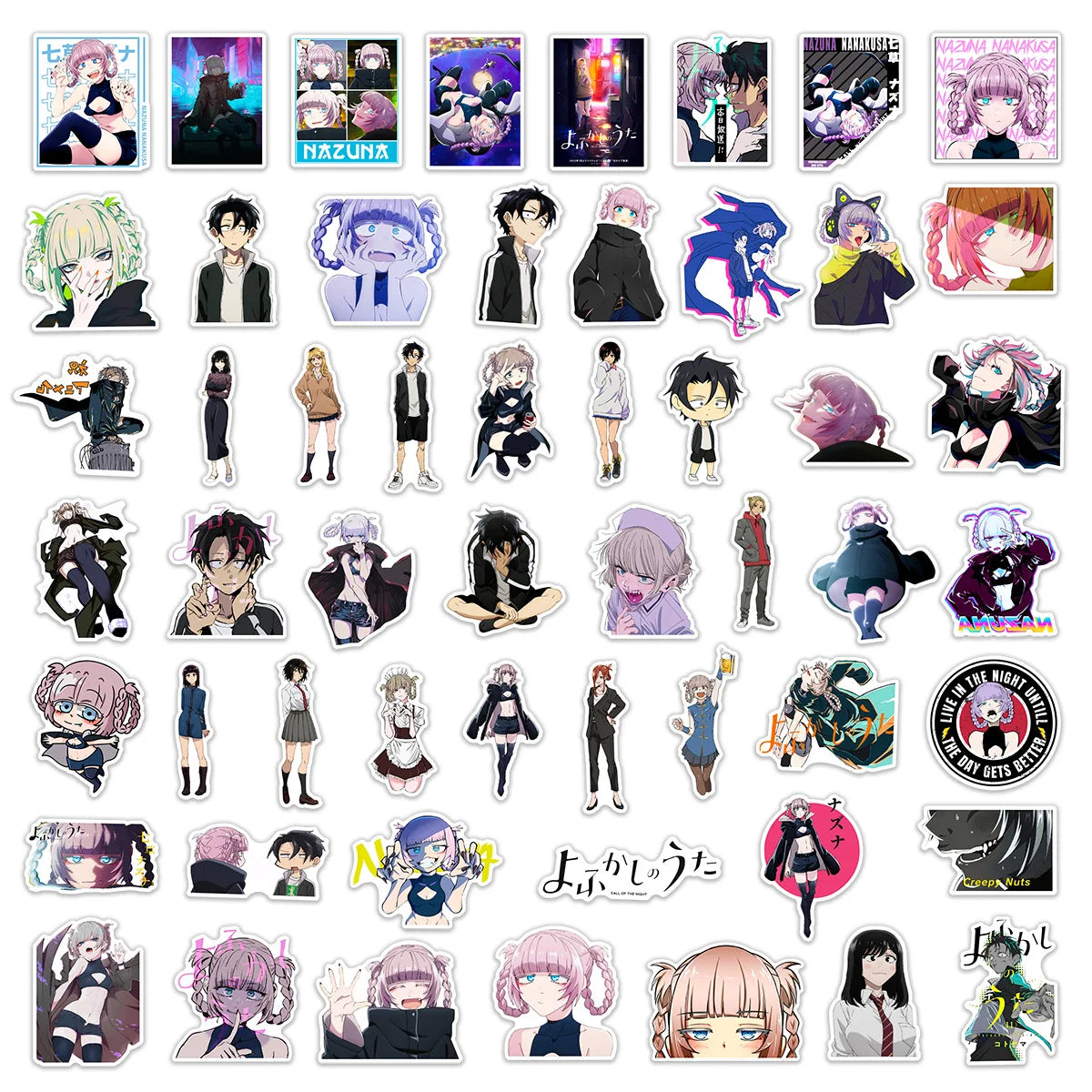 10/50PCS Call Of The Night Anime Stickers Kou Nazuna Sticker Waterproof Laptop Skateboard Motorcycle Guitar Phone Girls Decal