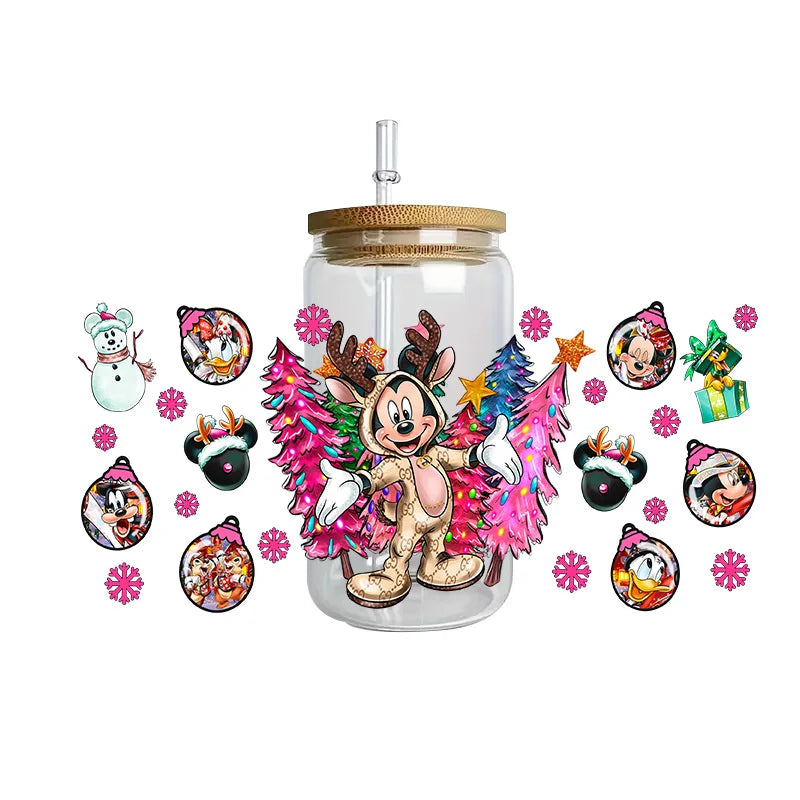 Disney Mickey Mouse Easy peel waterproof DIY Decals 3D transfers uvdtf crystal stickers 16oz uv dtf tumbler cup wraps sticker