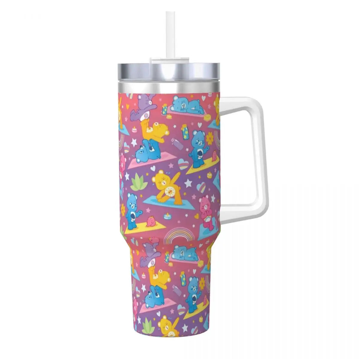 Care Bears Stainless Steel Tumbler Camping Thermal Cups With Straws and Lid Large Capacity Car Mugs Hot Drinks Water Bottle