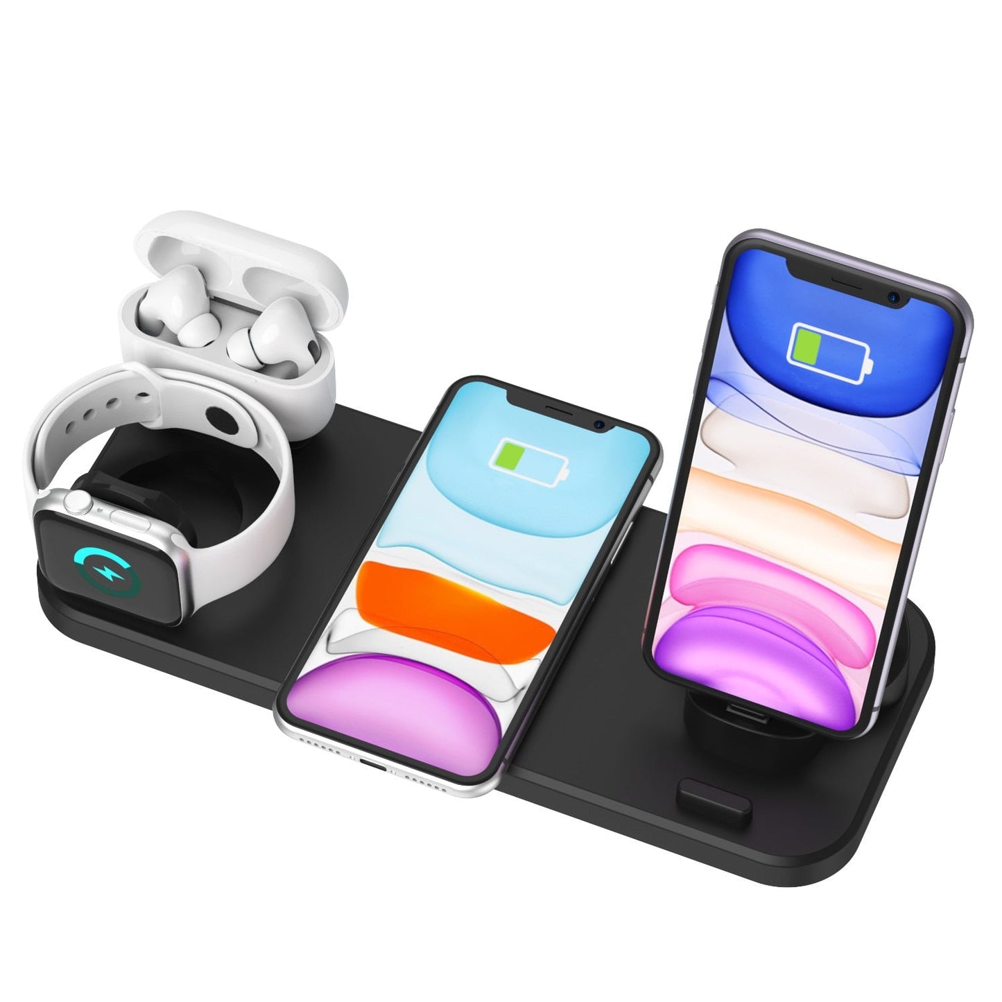 6 In 1 Wireless Charger Pad Qi Induction Fast Charging Holder for Apple Watch 6 5 4 3 For Airpods Pro IPhone 12Pro/11/XR/XS/X/8-1