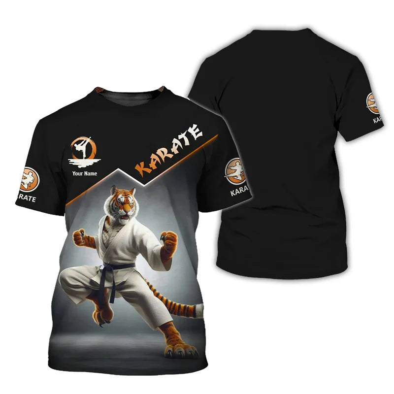Fashion Karate Master T-shirt Men Kids 3D Printing Tiger Short Sleeves Custom Name Tshirt Tops Sports Crew Neck Tee Shirts