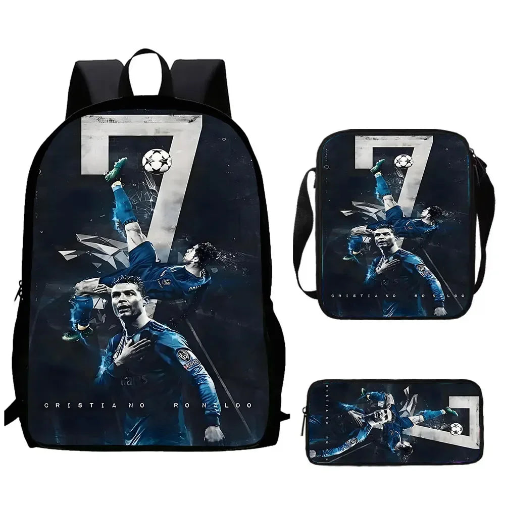 Mochila C-CR7 Child Backpack With Shoulder Bags Pencil Bags School Bags ,Cartoon Football Star School Bags Set for Boys Girls