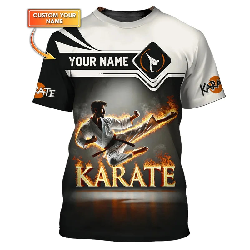 Fashion Karate Master T-shirt Men Kids 3D Printing Tiger Short Sleeves Custom Name Tshirt Tops Sports Crew Neck Tee Shirts
