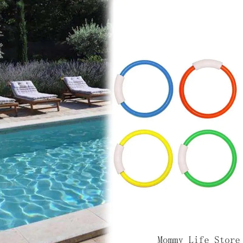 Summer Pool Snorkeling Dive Rings Set of 4 Improve Swimming Skill With Colorful Designs Diving Toy For Kids And Adults