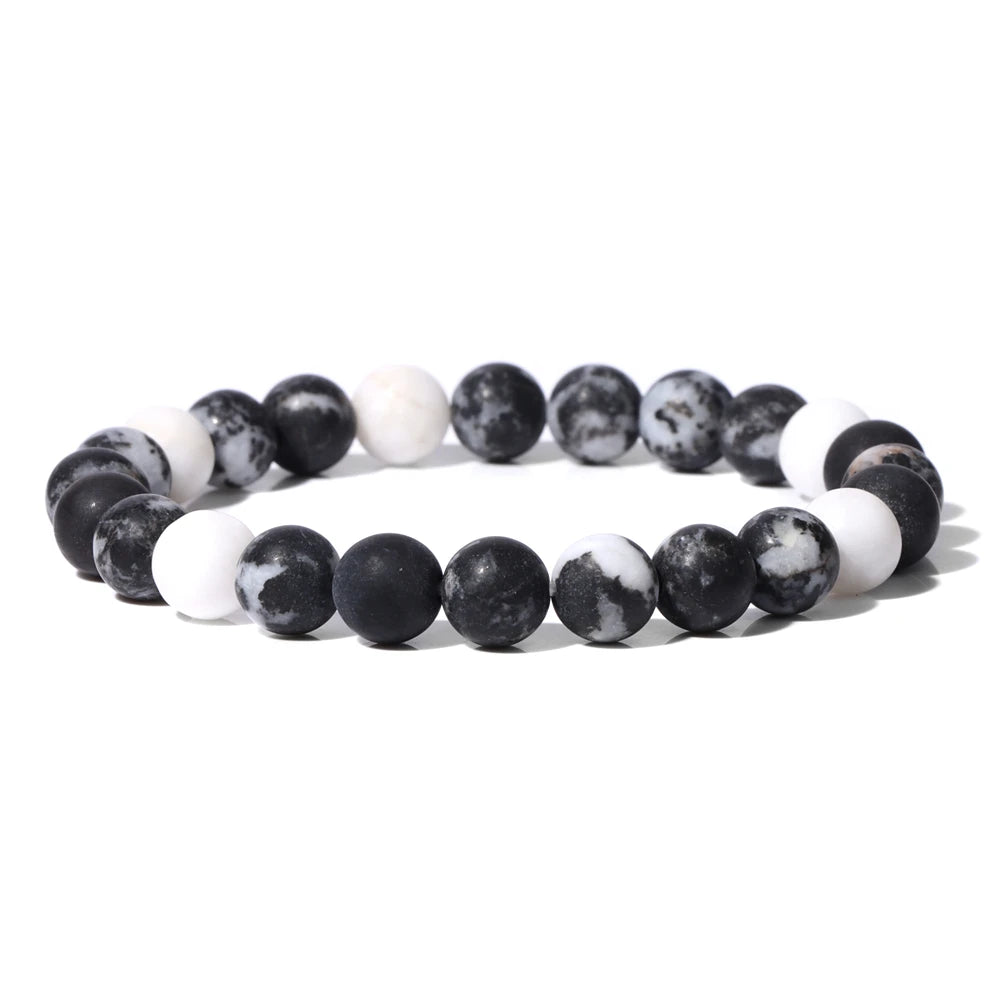 Natural Stone Beads Bracelet 8mm Frosted Opal Malachite Quartz Beaded Elastic Bracelets for Women Men Fashion Jewelry Gift