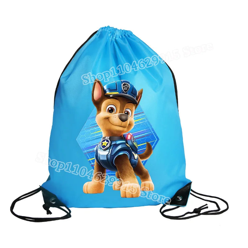 Paw Patrol Drawstring Bag Boys Girls Sport String Pocket Clothes Shoes Storage Cute Anime Chase Skye Waterproof Outdoor Backpack