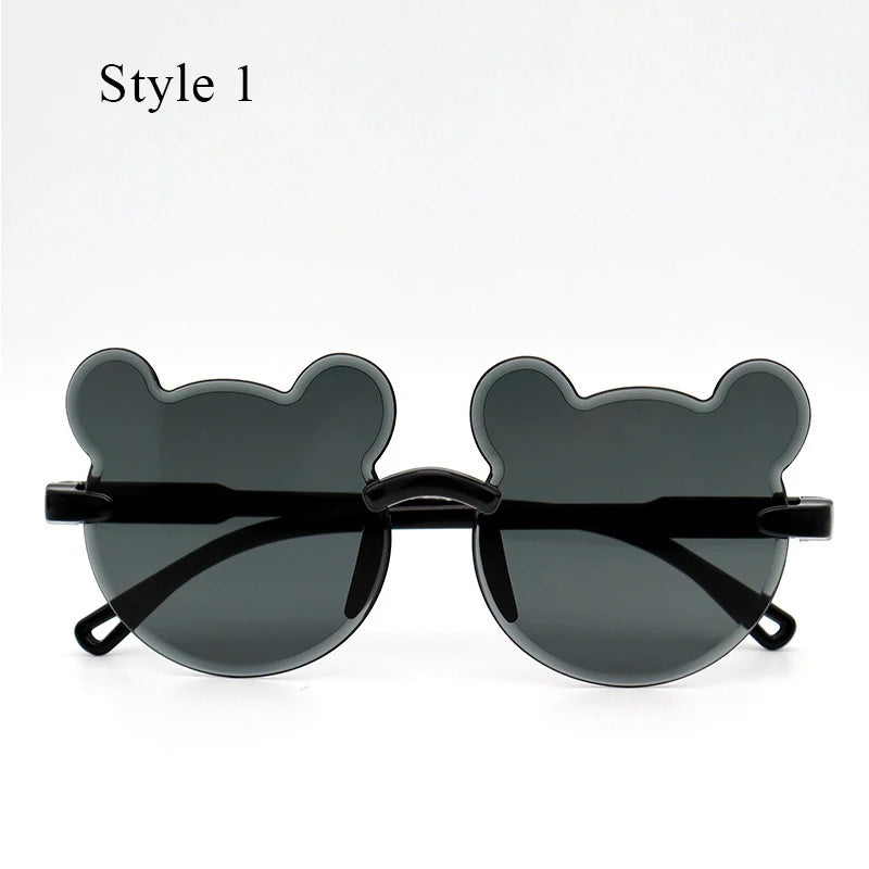 Hot Sale!Children Cute Cartoon Bear Shape Sunglasses Rimless UV400 Kids Sun Eyeglasses Outdoor Anti-Glare Girls Boys Sunglasses