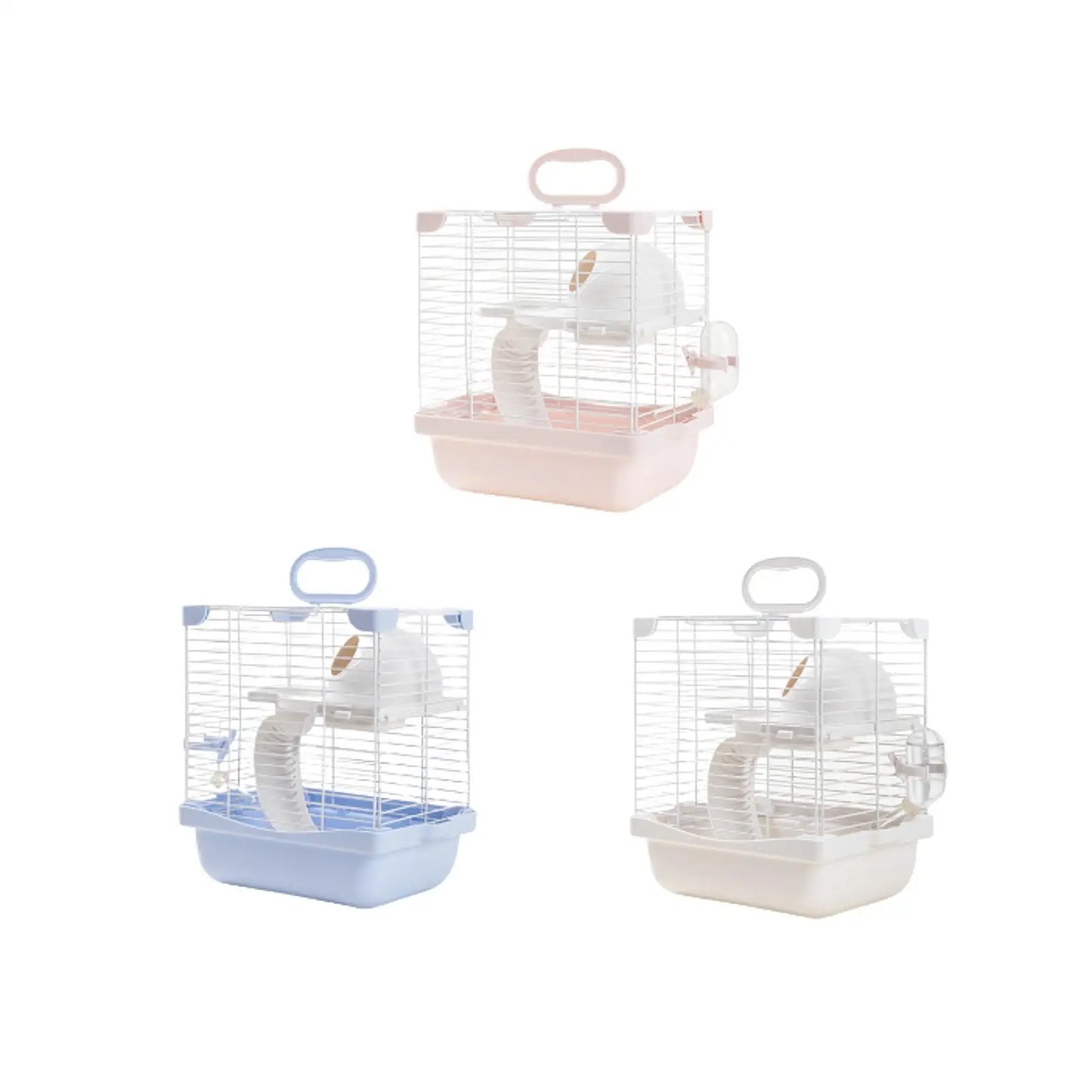 2 Layers Hamster Habitats Cage for Mouse Rat Detachable Bottom Tray Multipurpose with Water Bottle, Food Bowl Travel Cage