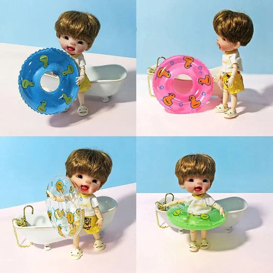 PVC Dollhouse Miniature Swimming Ring Dolls Accessories Inflatable Mini Rings Swimming Toy Handmade DIY