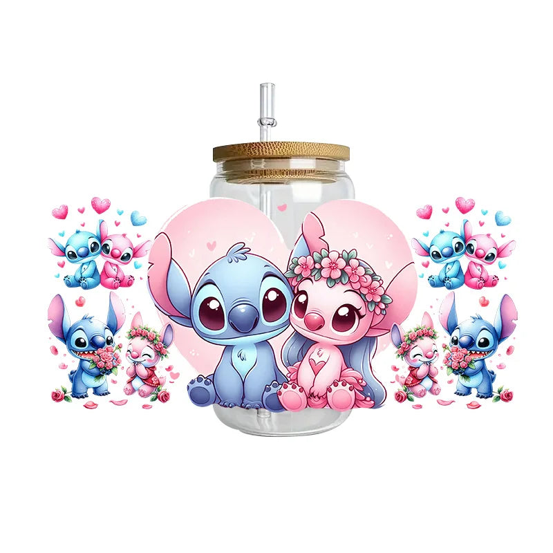 Disney Stitch Series Easy peel waterproof DIY Decals 3D transfers uvdtf crystal stickers 16oz uv dtf tumbler cup wraps sticker