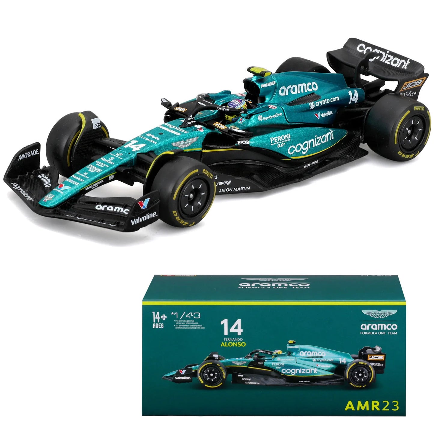 Bburago 1:43 2023 Aston Martin AMR23 F1 Formula Alloy Car Die Cast Vehicles Collectible Model Racing Toy