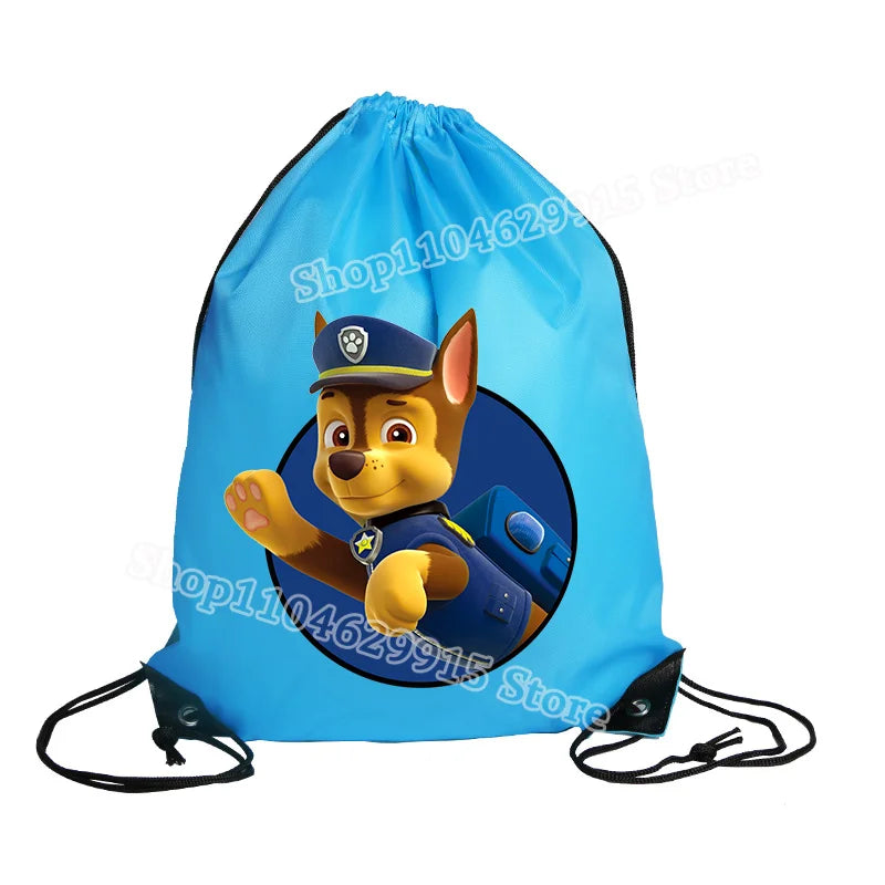 Paw Patrol Drawstring Bag Boys Girls Sport String Pocket Clothes Shoes Storage Cute Anime Chase Skye Waterproof Outdoor Backpack