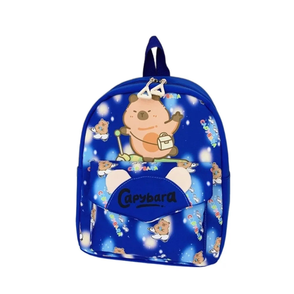 Cute Large Capacity Capybara Backpack Nylon Ultra-light Cartoon Animal Schoolbag Wide Straps Kids Book Bag Children