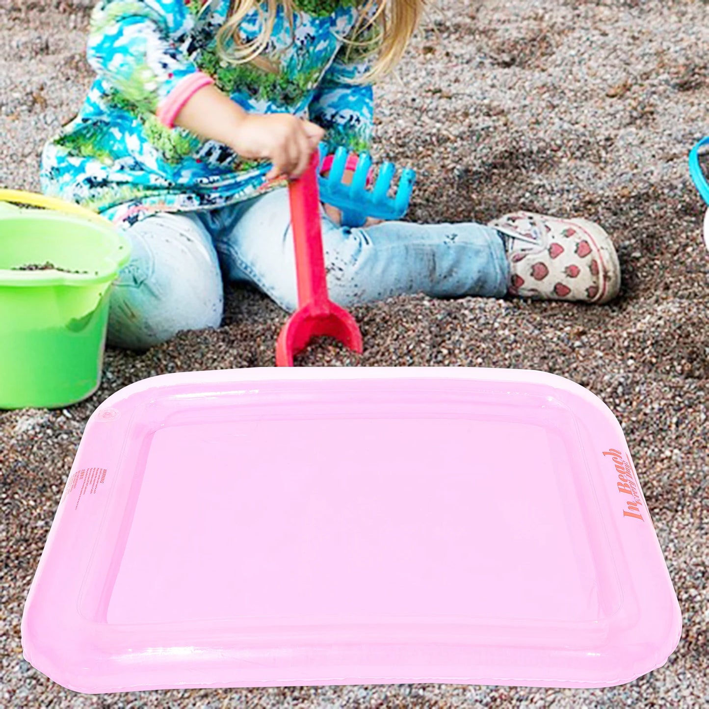 Beach Toys Inflatable Sand Bath Tray Children Sandbox Ice Bar Pink Kids Pool Party