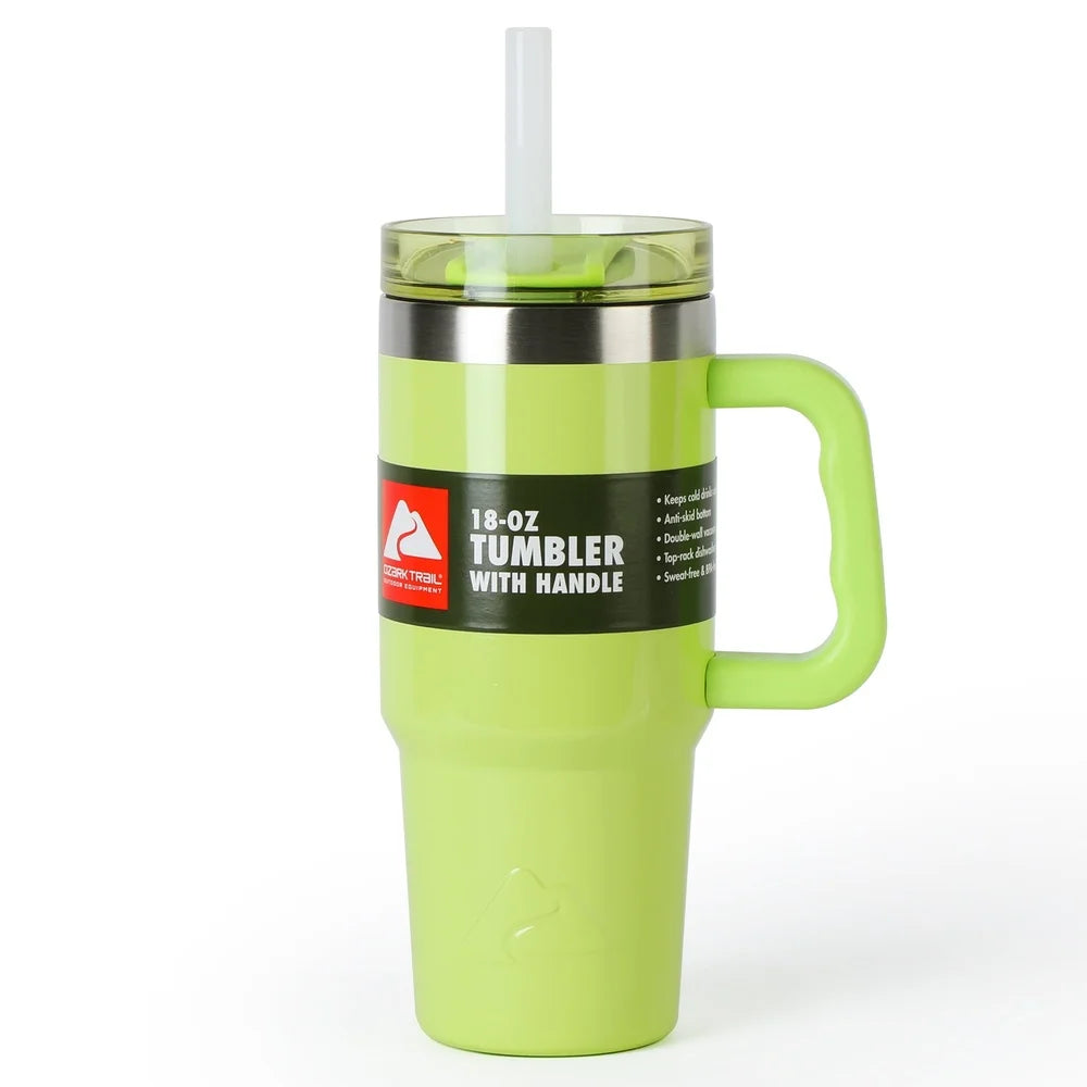 Insulated Stainless Steel Tumbler with Handle 18oz Cold Hot Drink Coffee Mug Spill Proof Travel Cup Dishwasher Safe